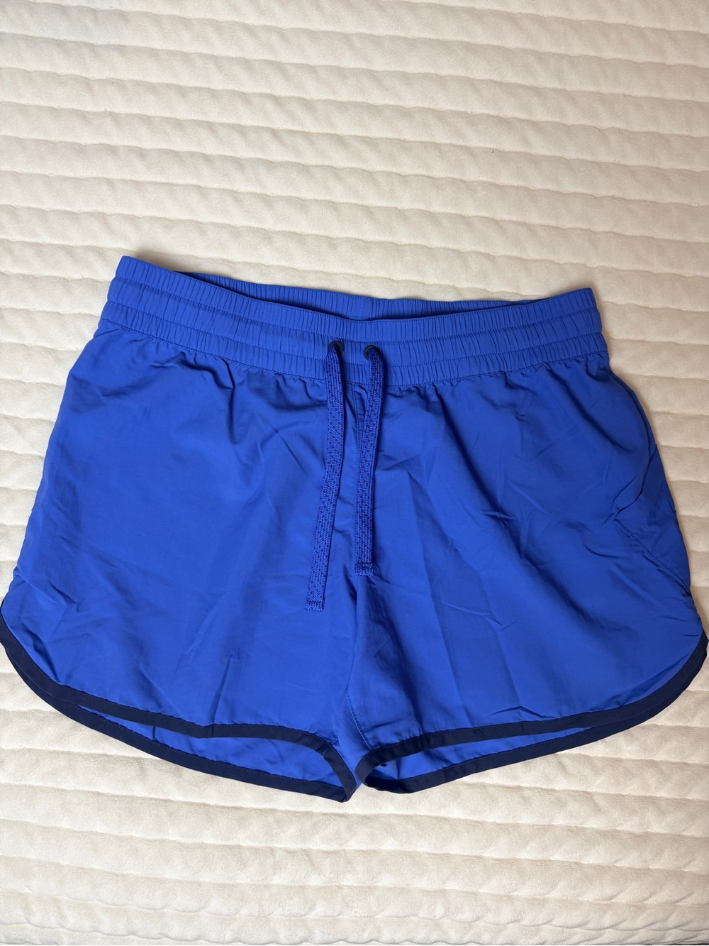 Women’s Royal Blue with Black Piping Athletic Running Shorts Drawstring 4” - S